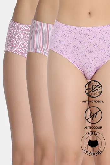 Buy Zivame Medium Rise Full Coverage Hipster Panty (Pack of 3) -  Multicolor